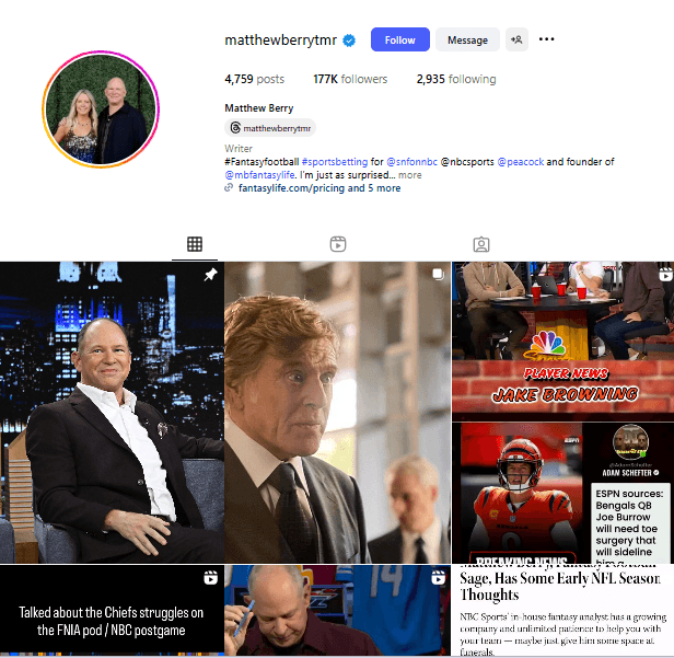 Matthew Berry Instagram